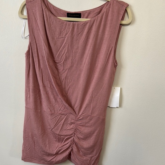 Donna Karan Pink Asymmetrical Ruched Tank Top - Picture 3 of 7